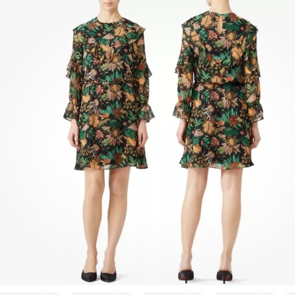 Scotch & Soda Floral Jungle Print Dress with Ruffle Trim - adorable w/ boots!!